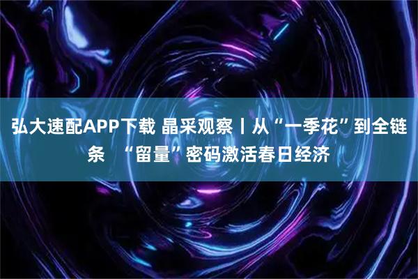 弘大速配APP下载 晶采观察丨从“一季花”到全链条 “留量”密码激活春日经济